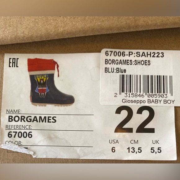 NIB BORGAMES Blue Welly Boots With Super Bear Toddler 6 - Picture 7 of 9